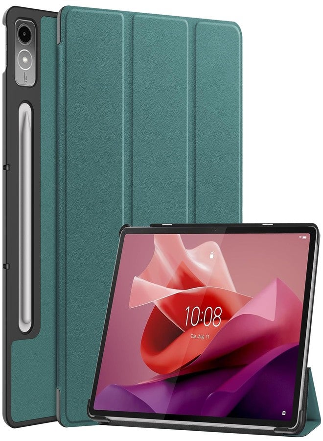 Gylint جراب Gylint لجهاز Lenovo Tab P12 Pro (الجيل الثاني) 12.7 بوصة 2024، جراب قابل للطي فائق النحافة من الجلد الصناعي الذكي مع حامل لجهاز Lenovo Tab P12 Pro (الجيل الثاني) / P12 / Xiaomi Pad Pro 12.7 بوصة، أخضر - Image 1