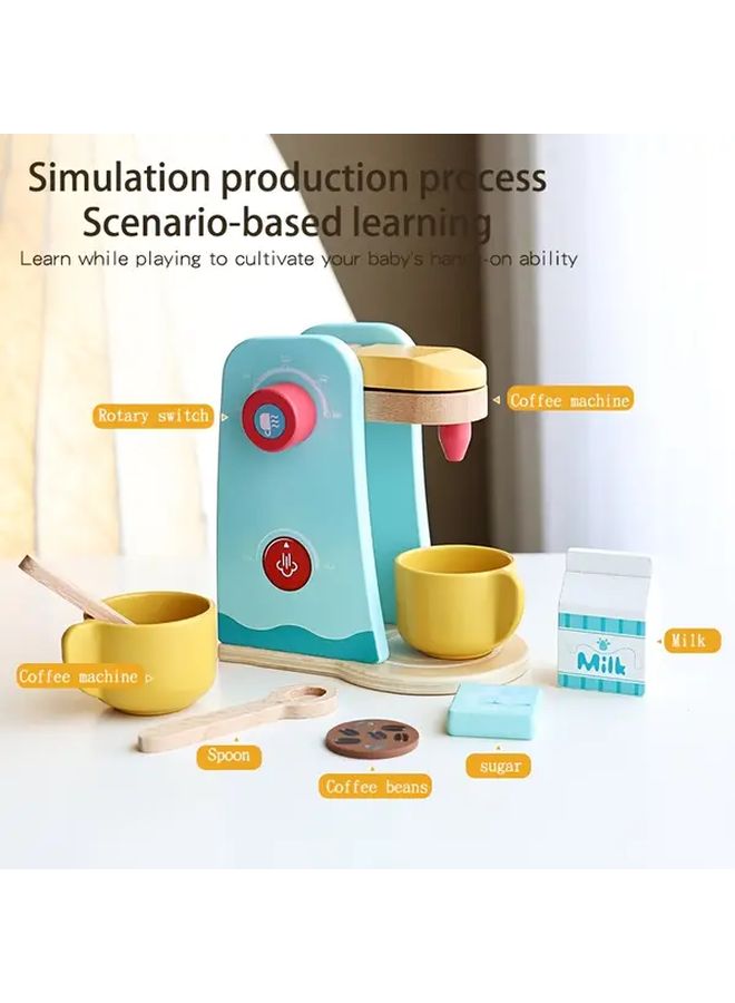 Recycled Wood Coffee Machine Kitchen Playset With Press Mix Lever Toy Food - Image 4