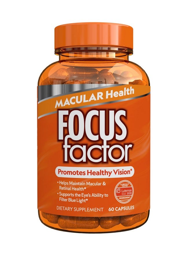 Focus Factor - Focus Factor Macular Health Formula (60 Count) - Eye Vitamins for Macular Support - Lutein and Zeaxanthin Supplement with Folate, Vitamin B12, Vitamin C, Vitamin E, Lutemax 2020® - Eye Health Support - Image 1