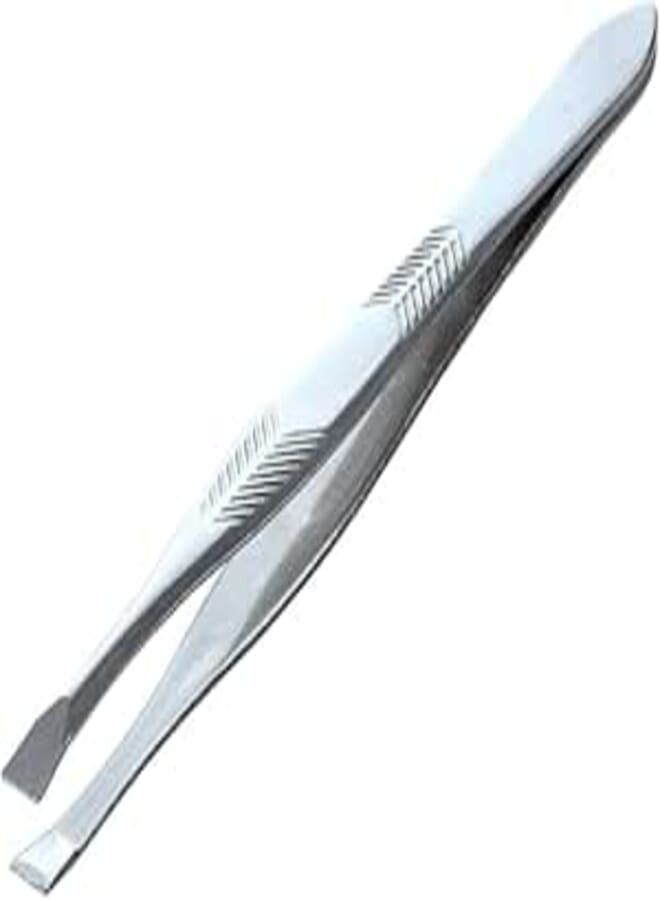 Silver Tone Stainless Steel Long Tweezers for Eyebrows Hair Removal Tweezers,Shave and Hair Removal (3.5 Inches)
