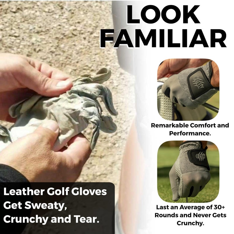 CaddyDaddy Claw PRO Golf Gloves for Men | Flex-Mesh Suede/Design for Cool Ventilation | Lasts 3-5 Times Longer Than Leather | Silicone-Web Coating for Maximum Grip | Washable | Grey | LH-XL - Image 3