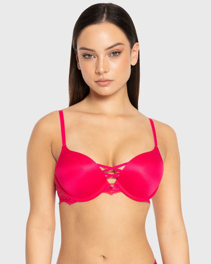 Isla & Evie Isla & Evie Bright Rose Double Push-Up Plunge Bra