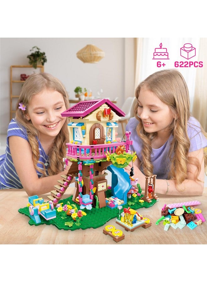 Hogokids Tree House Building Set With Led Light - 622Pcs Treehouse Building Blocks Toys, Forest Up House Building Kit With Slide, Birthday Gifts For Kids Girls Boys Age 6 7 8 9 10 11 12+  - Image 3