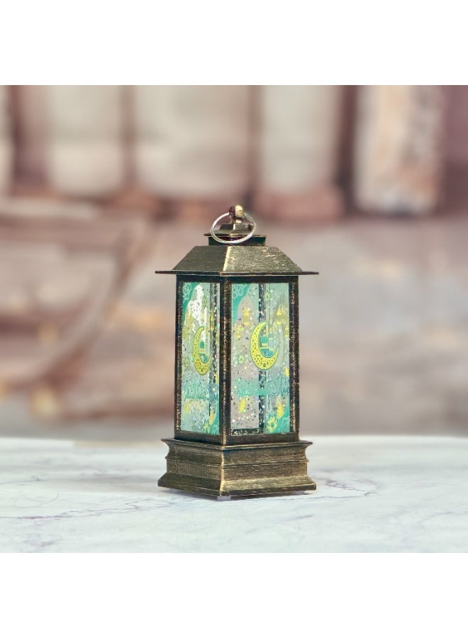 فانوس رمضان مضيء بتصميم الهلال الإسلامي إضاءة LED مع جليتر متحرك ديكور طاولة لرمضان زينة عيد الفطر إضاءة دافئة لغرفة المعيشة وغرفة النوم هدية رمضان أنيقة للعائلة والأصدقاء ديكور إسلامي بطابع شرقي تشغيل فوري تصميم فاخر من أكثر زينة رمضان رواجاً على نون - Image 1