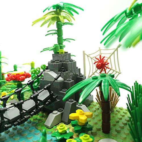 ZHX Rainforest Jungle Bridge Building Block Toys with 2pcs Baseplates(10x10 inches Each) Garden Bricks Accessories Bush Flowers Animals Coconut Trees for Classic Brick Block Toys - Image 3