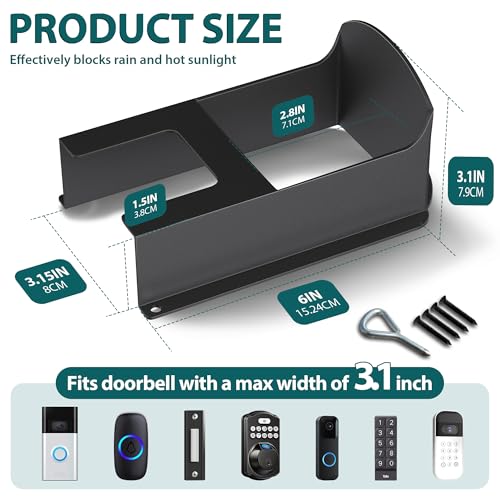 Laowu Metal Doorbell Cover Weatherproof, Doorbell Rain Cover, Anti Glare Doorbell Camera Sun Cover, Ring Door Bell Weather Cover, Doorbell Protective Cover For Google Nest/Blink/Ring Pro/Arlo/Wyze/Reolink - Image 4