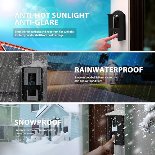 Laowu Metal Doorbell Cover Weatherproof, Doorbell Rain Cover, Anti Glare Doorbell Camera Sun Cover, Ring Door Bell Weather Cover, Doorbell Protective Cover For Google Nest/Blink/Ring Pro/Arlo/Wyze/Reolink - Image 3