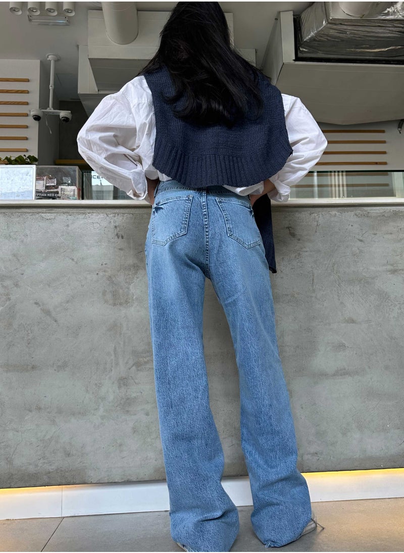 CIZARO - Ultra Comfort - Wide Leg - Sky Blue Wash Jeans. - Image 1