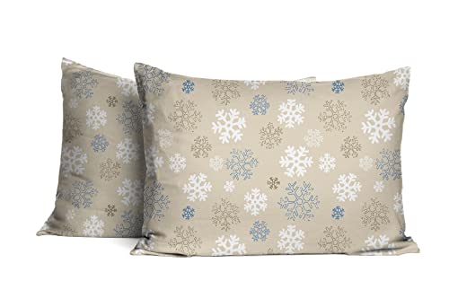 Pointehaven Flannel 170 GSM Sheet Set,Queen Snow Flakes Oatmeal - Image 4
