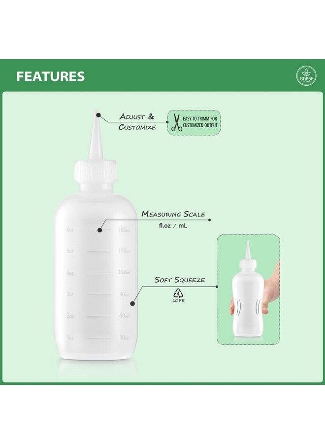 Bar5F 6-Ounce Applicator Bottles for Hair Color, Squeeze Bottle with Measuring Scale, Scalp Oil Perm Treatment, Translucent (Pack of 2) - Image 3