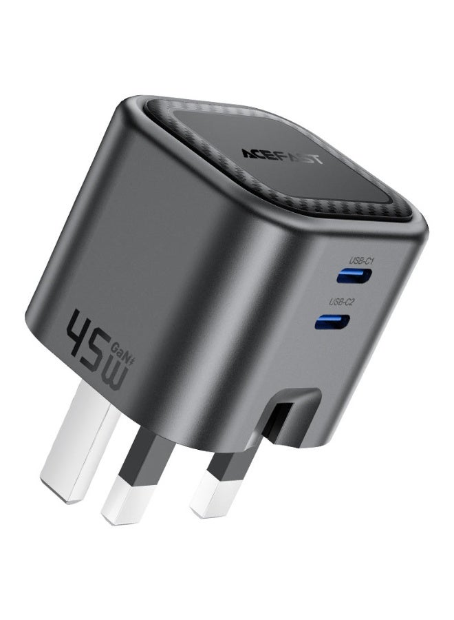 ACEFAST GaN Fast Foldable Wall Charger A121 PD45W Folding Plug, 2 Ports, 2 USB-C - Black Suitable for phones, tablets, game consoles - Image 1