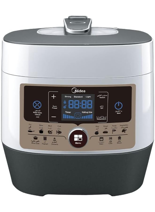 مديا طنجرة ضغط متعددة، سعة 6 لتر، قوة 1000 واط، 14 قائمة مسبقة الضبط، أبيض، Myss6062 - Image 1