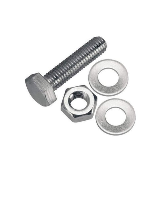 12 pcs Hex Head Screw Bolts Nuts & Washers Fully Thread GI Plain Finish Bolt Set 10, 25MM