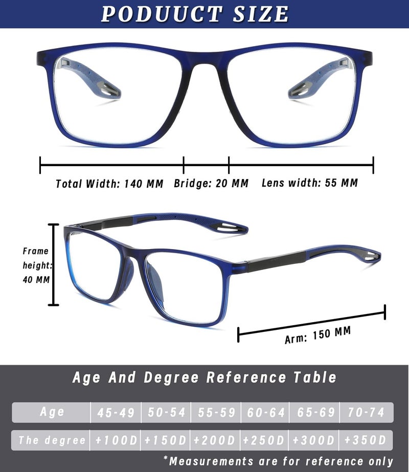 Hubeye TR90 Sports Reading Glasses for Men and Women Good Square Comfortable Flexible Anti-Blue Computer Glasses High Quality Comfortable Reading Aid - Image 4