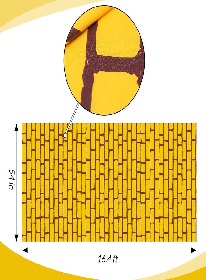تاوباري سجادة أرضية طويلة من الطوب الأصفر من TaoBary مع خلفية جدارية من الطوب لحفلات الهالوين وحفلات تأثيري للأميرة (54 بوصة × 16.4 قدم) - Image 2