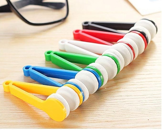 MX TAB Mini Sun Glasses Eyeglass Microfiber Spectacles Cleaner Soft Brush Cleaning Tool Mini Microfiber Glasses Eyeglasses Cleaner Cleaning Clip (Multicolor) (6) - Image 1