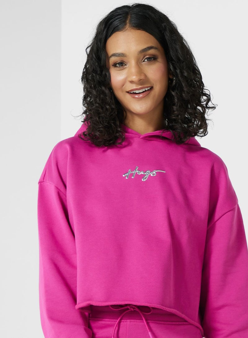 HUGO Logo Pocket Detail Hoodie  - Image 3