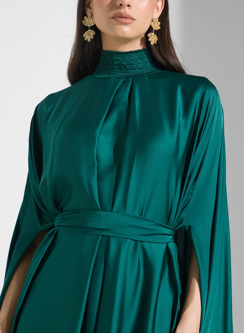Golden Apple Emerald Cape Sleeved Dress