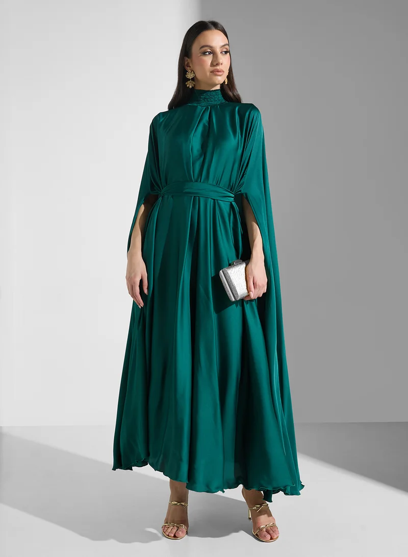 Golden Apple Emerald Cape Sleeved Dress