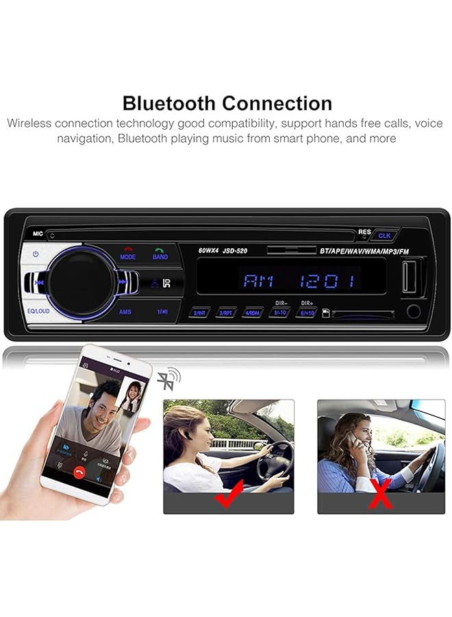 Generic Car Radio Audio Usb/Sd/Mp3 Player Receiver,Bluetooth Hands-Free With Remote Control Black 1 Din,Black Joybuysaudi  - Image 3