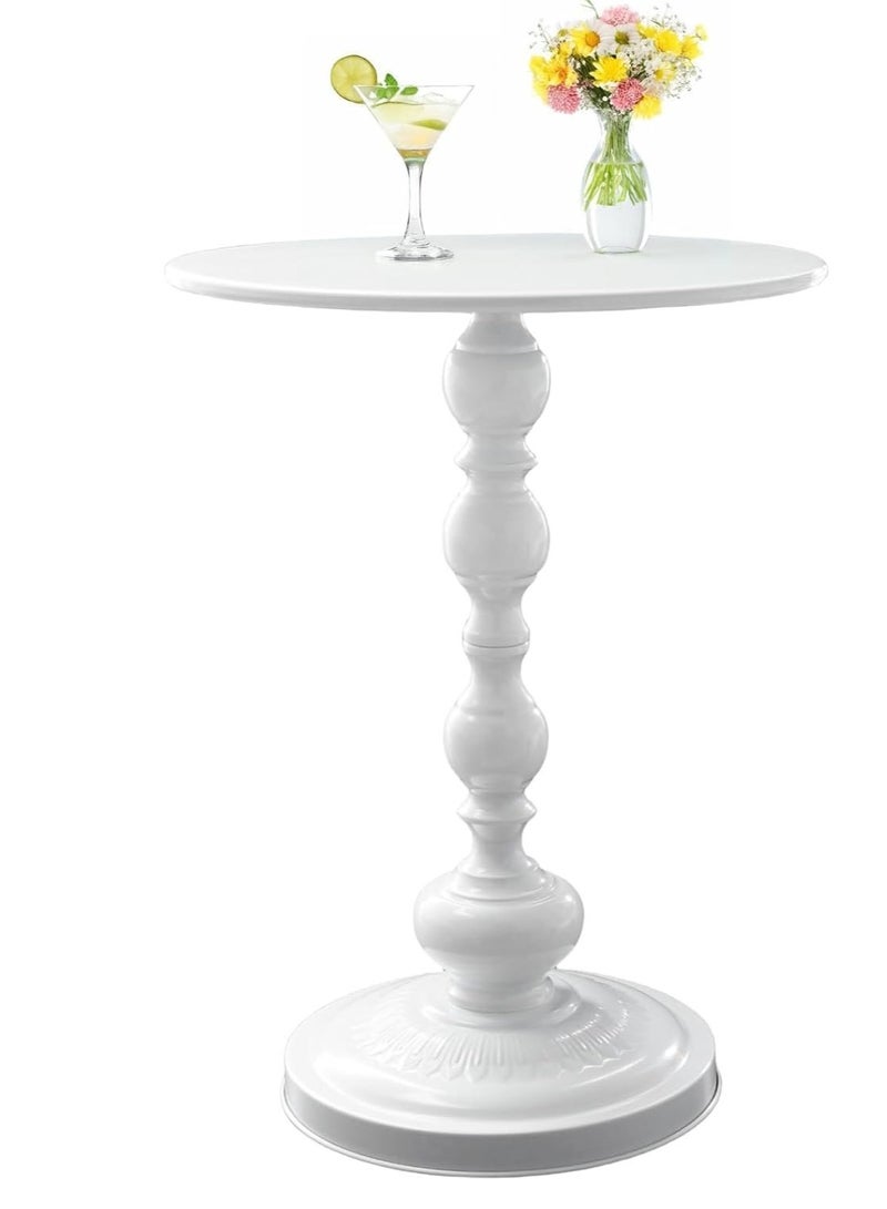 White Round End Table Round Side Table Modern Pedestal Table White Round Side Tables Metal Round Bedside Table for Living Room Bedroom. - Image 2