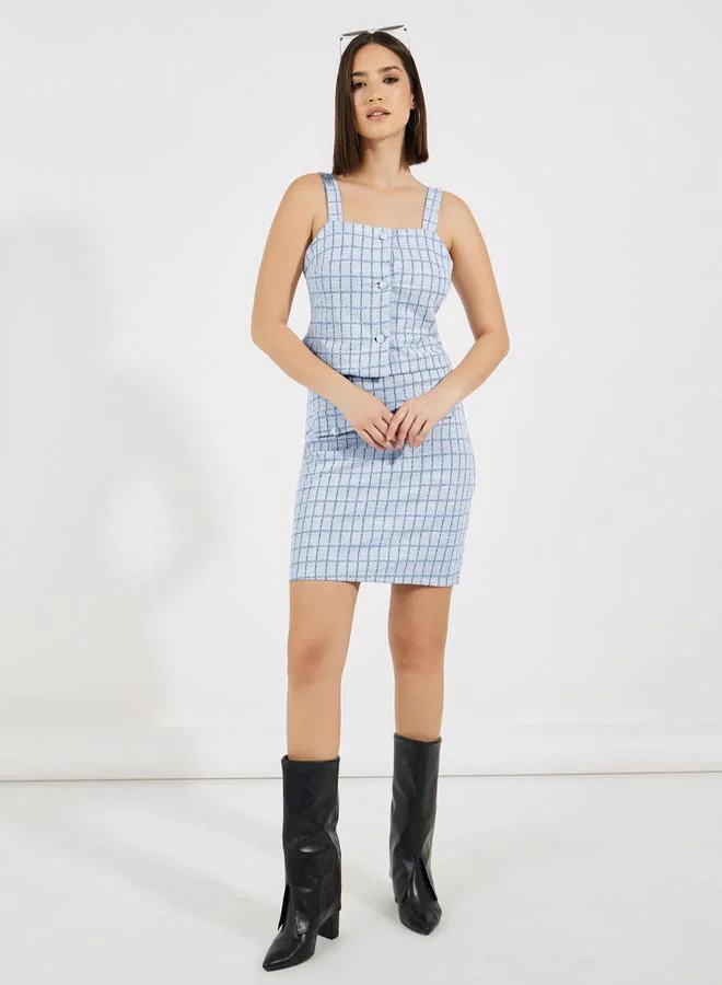 Styli Styli Square Neck Tweed Crop Top