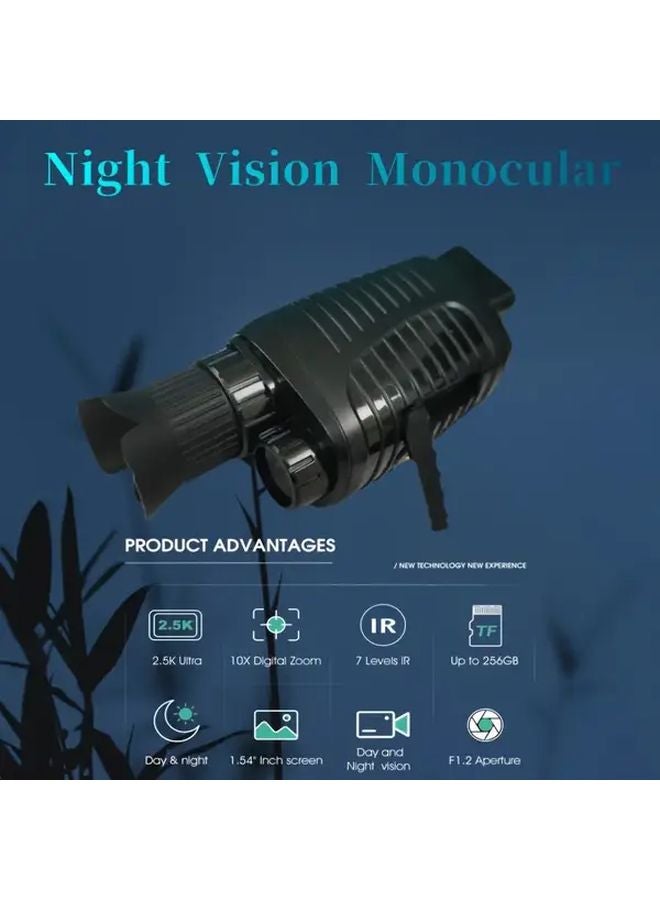 منظار ليلي أنيق أسود 1080بيكسل عالي الدقة مع تكبير 10x ونطاق الأشعة تحت الحمراء للصيد - Image 3