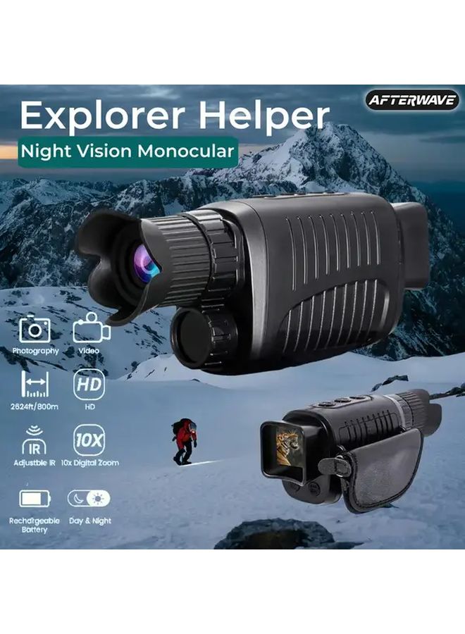 منظار ليلي أنيق أسود 1080بيكسل عالي الدقة مع تكبير 10x ونطاق الأشعة تحت الحمراء للصيد - Image 1