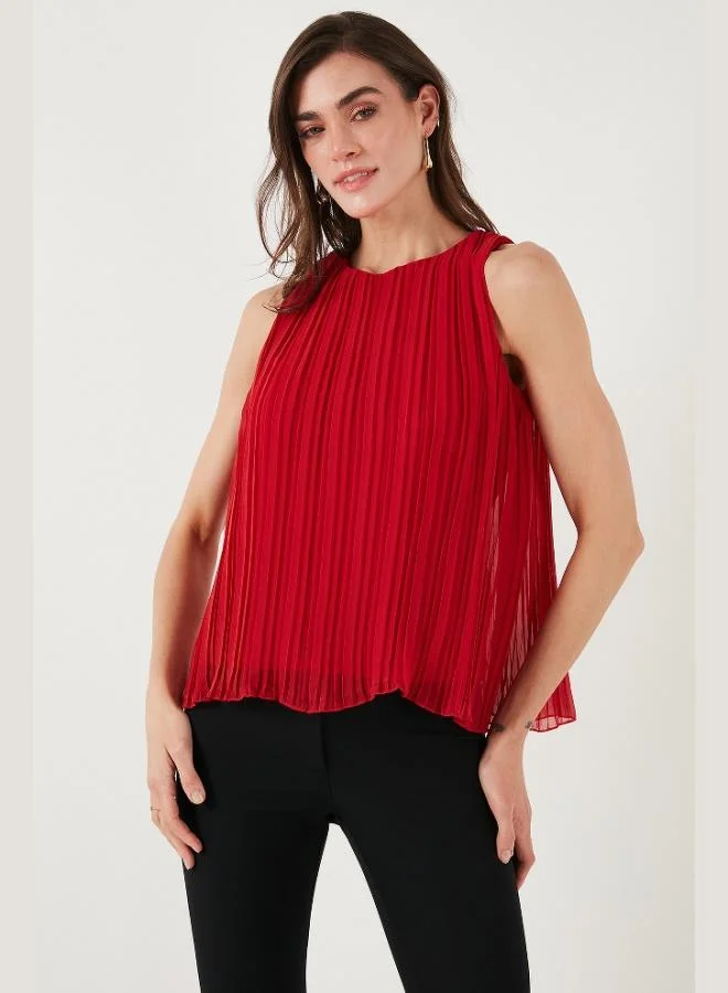 Lela Lela Lined Thick Strapped Standard Fit Crew Neck Chiffon Blouse Women's BLOUSE 611FB220