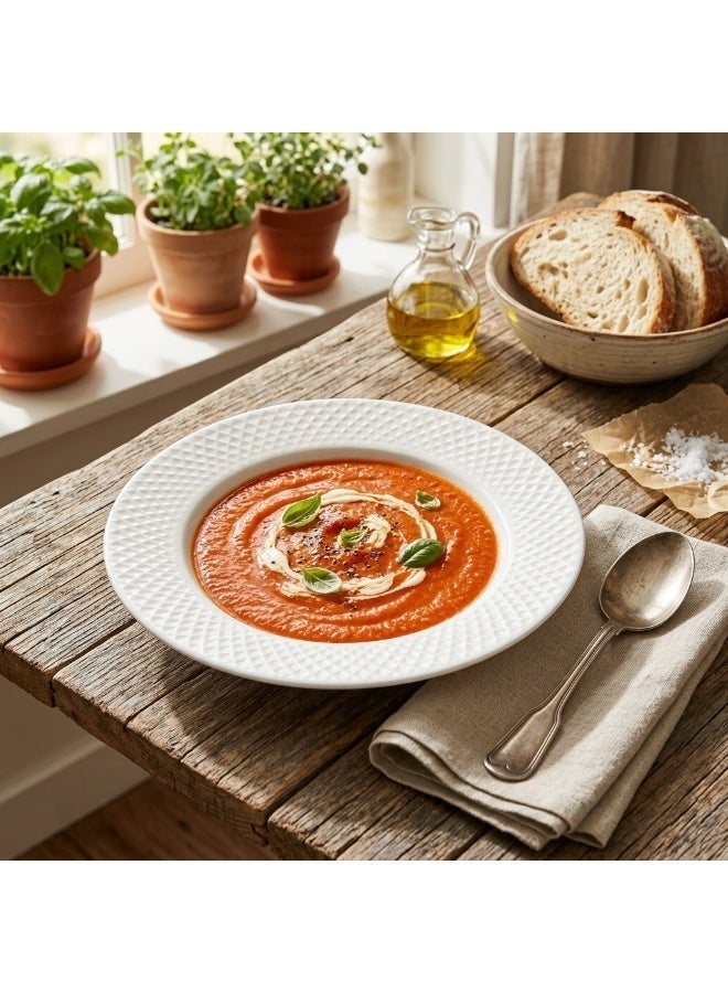 12-Piece Diamond Texture Embossed Scratch-Resistant & Microwave Safe Ceramic Dinnerware Set, Set for 4 - Image 5