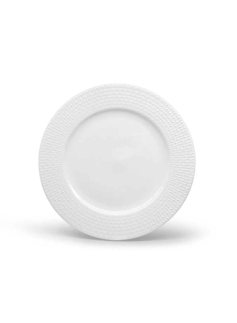 12-Piece Diamond Texture Embossed Scratch-Resistant & Microwave Safe Ceramic Dinnerware Set, Set for 4 - Image 2