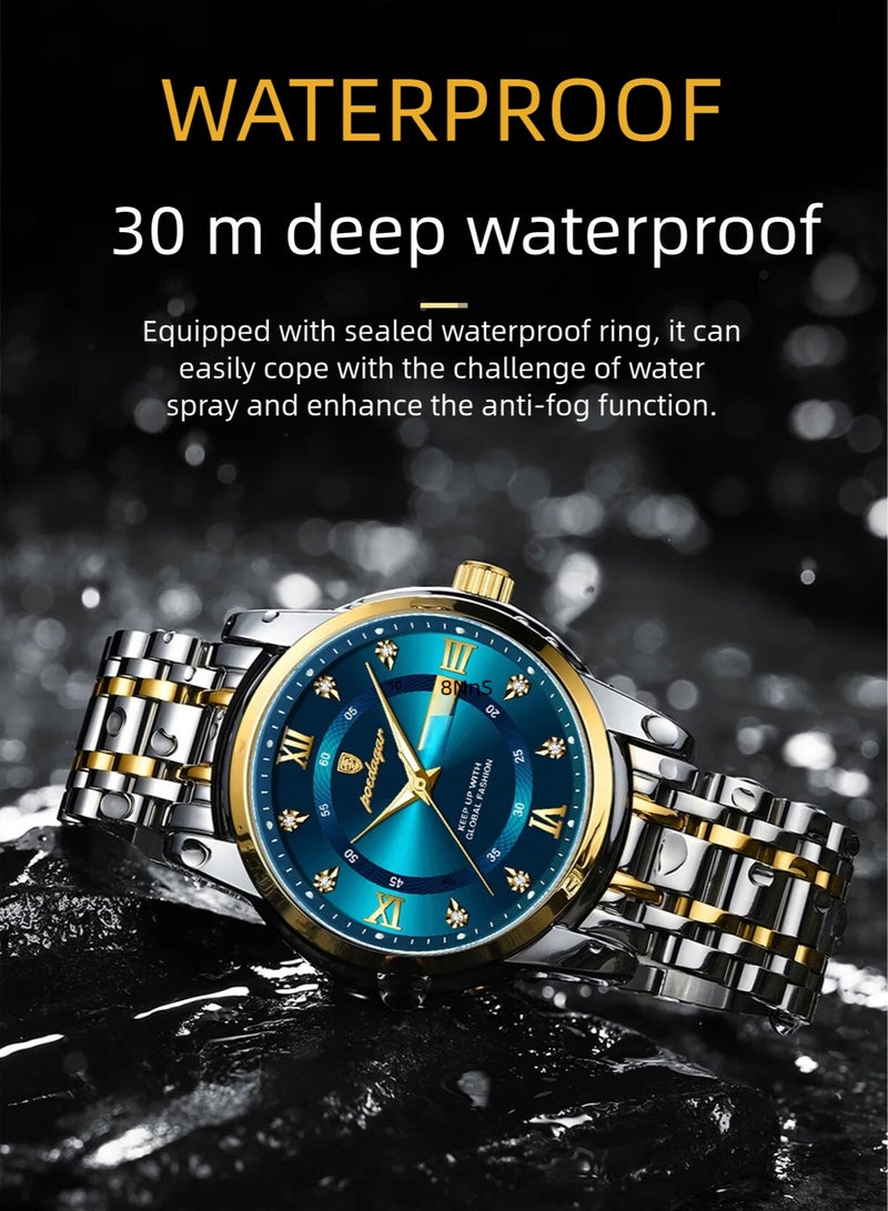 پوداجار ساعة رجالية مضيئة مقاومة للماء بهيكل كوارتز 41 ملم - Image 4