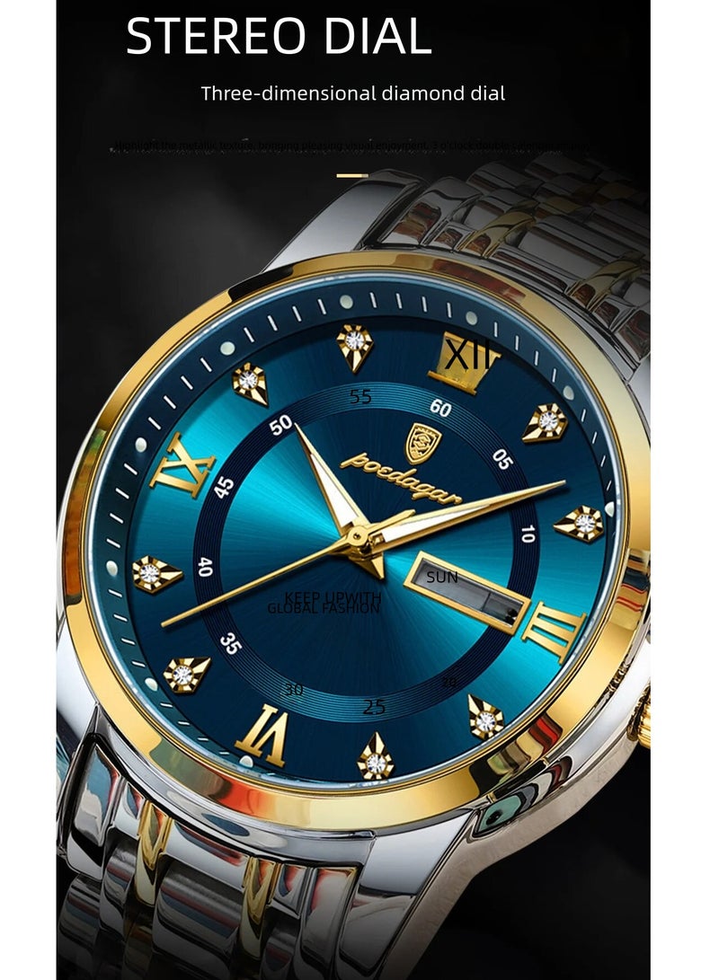 پوداجار ساعة رجالية مضيئة مقاومة للماء بهيكل كوارتز 41 ملم - Image 3