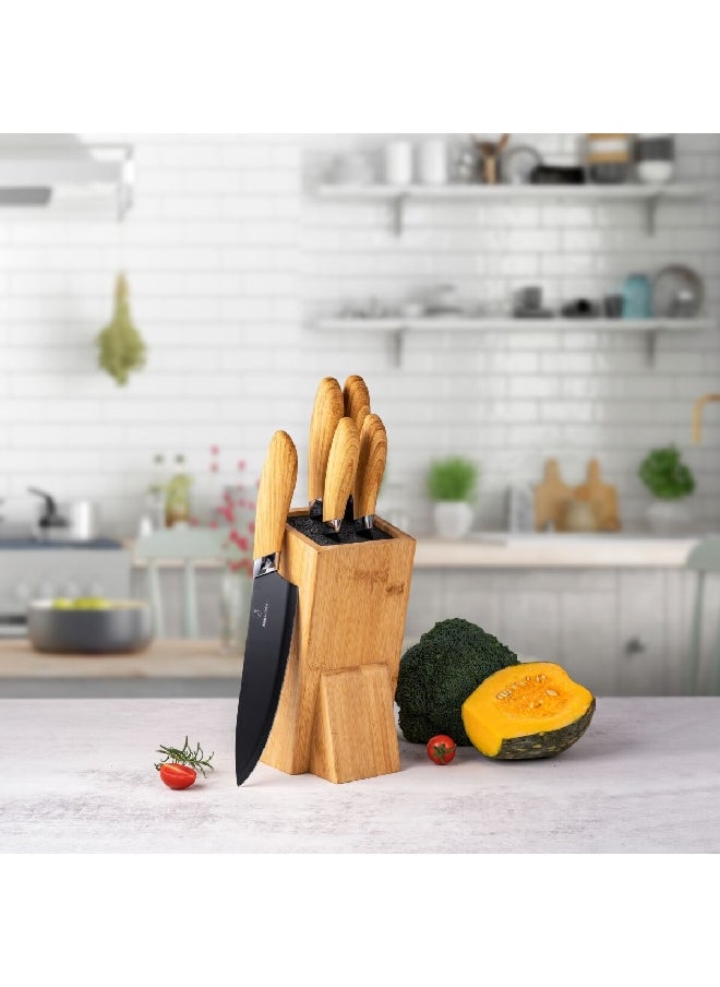 HATCHEN - 6-Piece Razor-Sharp Steel Kitchen Knife Set Brown and Black 36 cm AD01 - Image 1