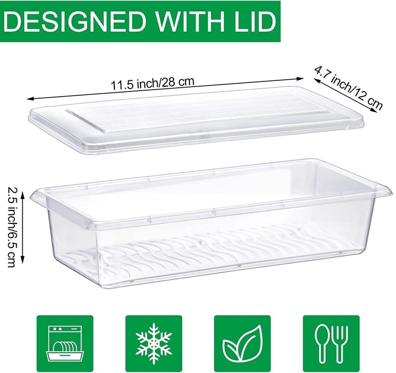 VEWIKZY Fridge Storage Boxes Fridge Organizer with Removable Drain Plate and Lid Stackable Fridge Storage Containers for Fish Meat Vegetables Fruits 1500ML 4 - Image 2