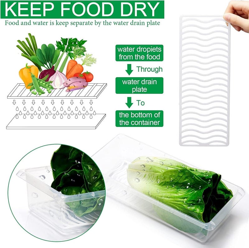 VEWIKZY Fridge Storage Boxes Fridge Organizer with Removable Drain Plate and Lid Stackable Fridge Storage Containers for Fish Meat Vegetables Fruits 1500ML 4 - Image 3