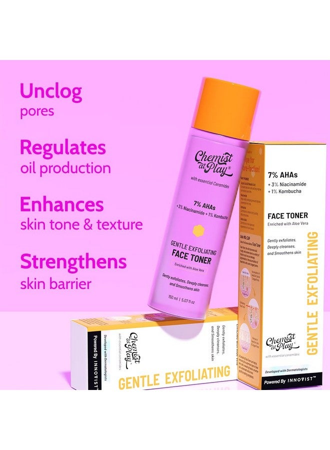 كيميست_أت_بلاي تونر للوجه بحمض الجليكوليك لتقشير لطيف وترطيب البشرة | مركب من 7% حمض ألفا هيدروكسي و3% نياسيناميد و1% كومبوتشا | 150 مل - Image 3