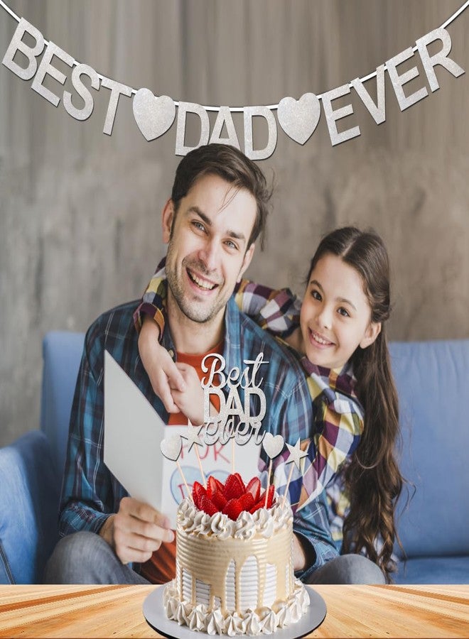 Festiko® Best Dad Ever Banner in Silver Glitter Combo (Set of 6 Pcs), Father's Day Decoration Supplies, Father's Day Combo, Fathers day Decoration Items - Image 3