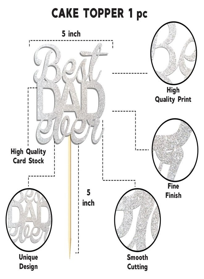 Festiko® Best Dad Ever Banner in Silver Glitter Combo (Set of 6 Pcs), Father's Day Decoration Supplies, Father's Day Combo, Fathers day Decoration Items - Image 4