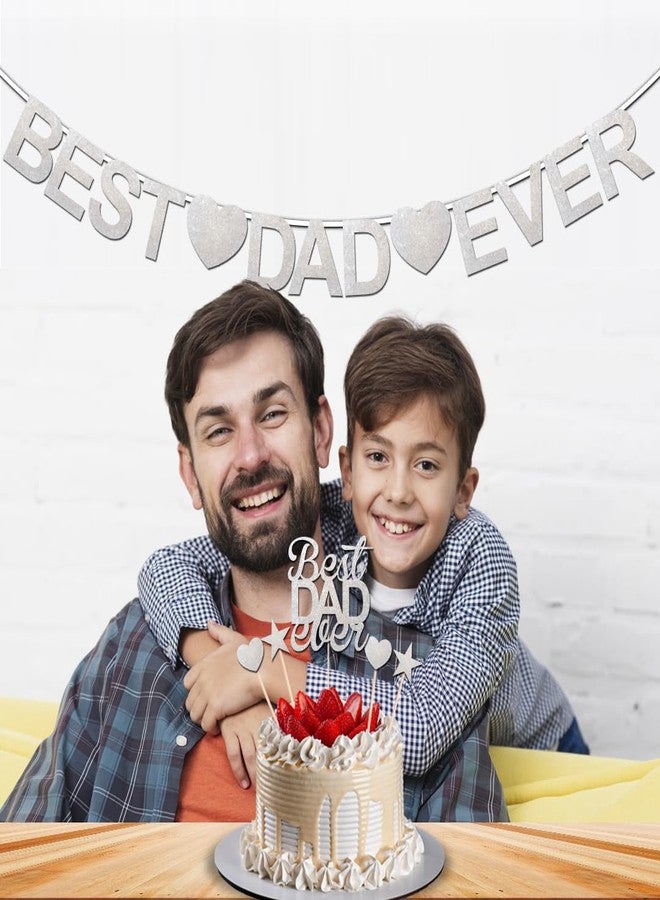 Festiko® Best Dad Ever Banner in Silver Glitter Combo (Set of 6 Pcs), Father's Day Decoration Supplies, Father's Day Combo, Fathers day Decoration Items - Image 2