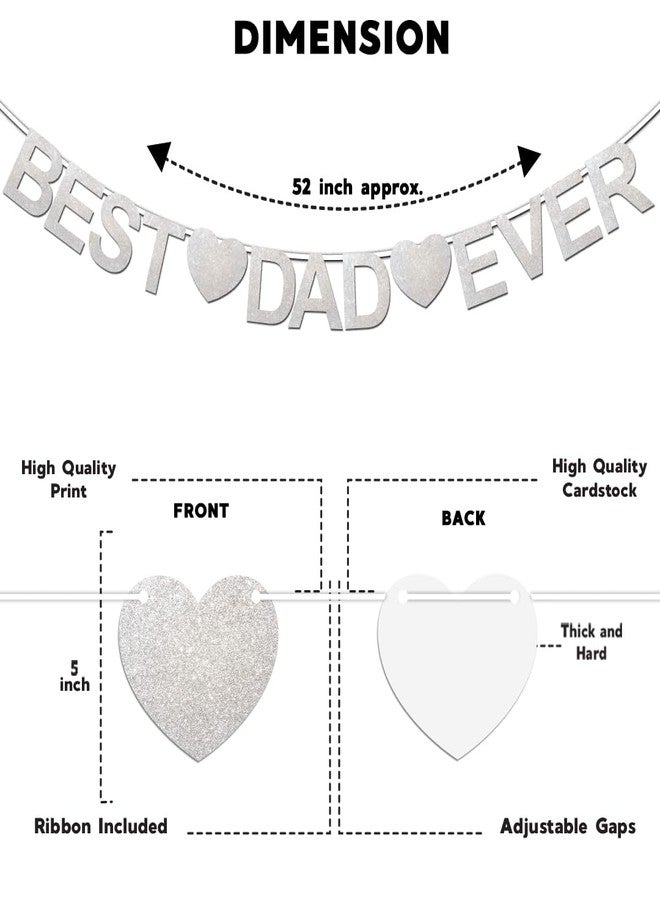 Festiko® Best Dad Ever Banner in Silver Glitter Combo (Set of 6 Pcs), Father's Day Decoration Supplies, Father's Day Combo, Fathers day Decoration Items - Image 5