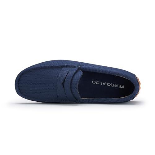 Ferro Aldo Dave Men's Classic Driving Loafer | Casual Slip-on Moccasin in Breathable Canvas Fabric | MFA19733 | in Navy Blue, Size 10.5 - Image 5