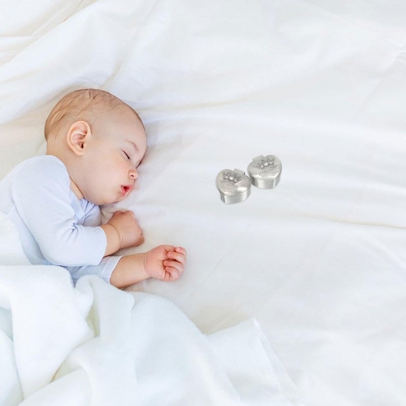 SHOWERORO 2pcs Box Hair Box First Curl First Tooth First Haircut Keepsake Crown Portable Clothes Dryer Christening for Zinc Alloy Diamond - Image 4