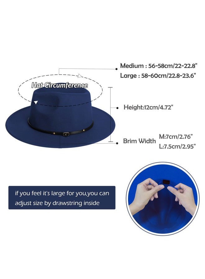 JINGSHA Womens & Mens Two Tone Wide Brim Fedora Hats Felt Panama Cap Casual Hats with Belt Buckle - Image 2