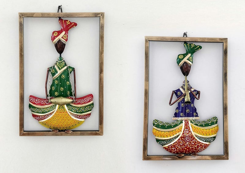 Sancheti Art Sancheti Art Set of 2 Wall Decorative Metal Musicians Wall Hanging Showpiece Frame for Home Decor Decorative Showpiece 34 cm Iron Multicolor