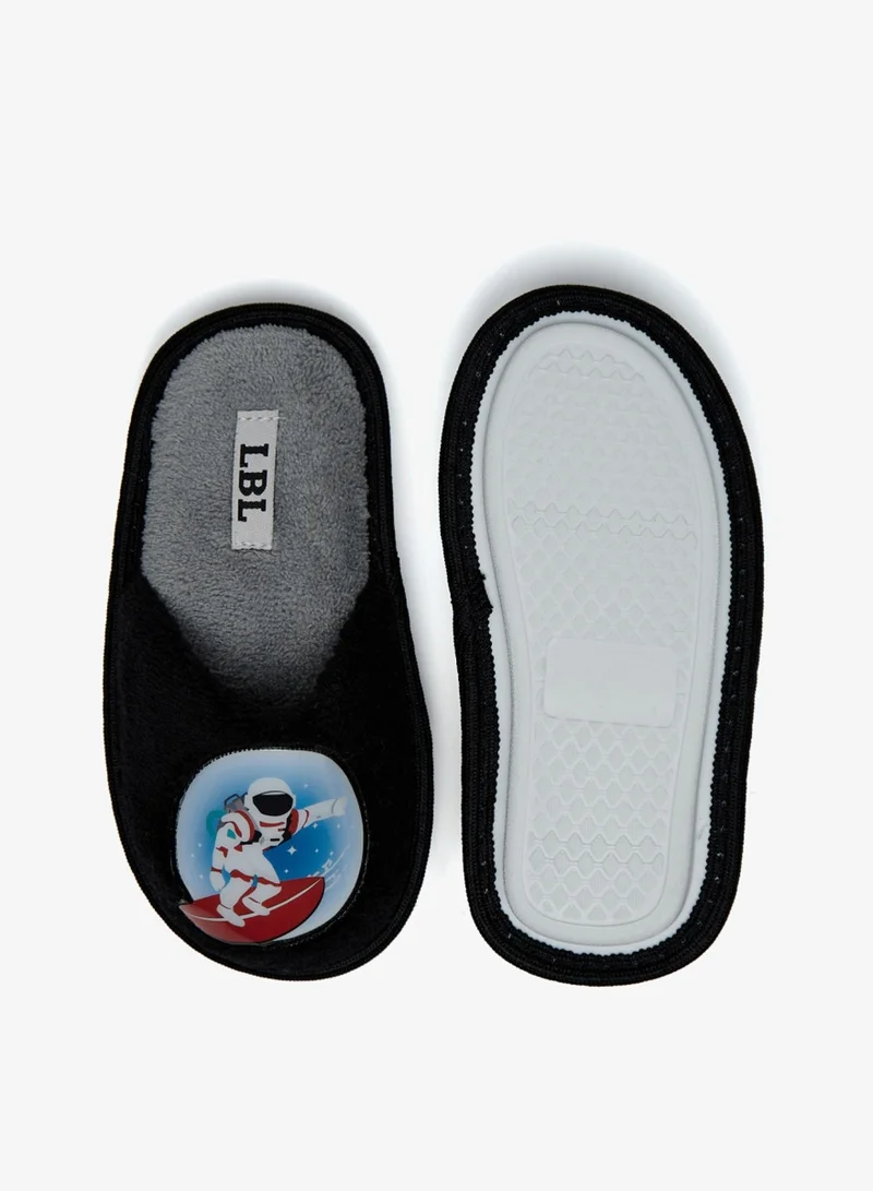 ال بي ال من شو اكسبرس Boys Plush Textured Slip On Bedroom Mules With Astronaut Applique Detail By Shoexpress