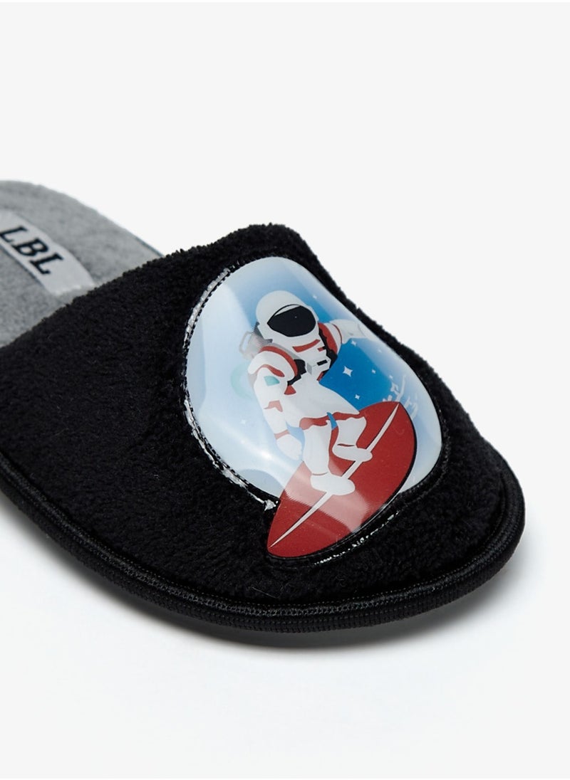 LBL by Shoexpress - Boys Plush Textured Slip On Bedroom Mules With Astronaut Applique Detail By Shoexpress - Image 1