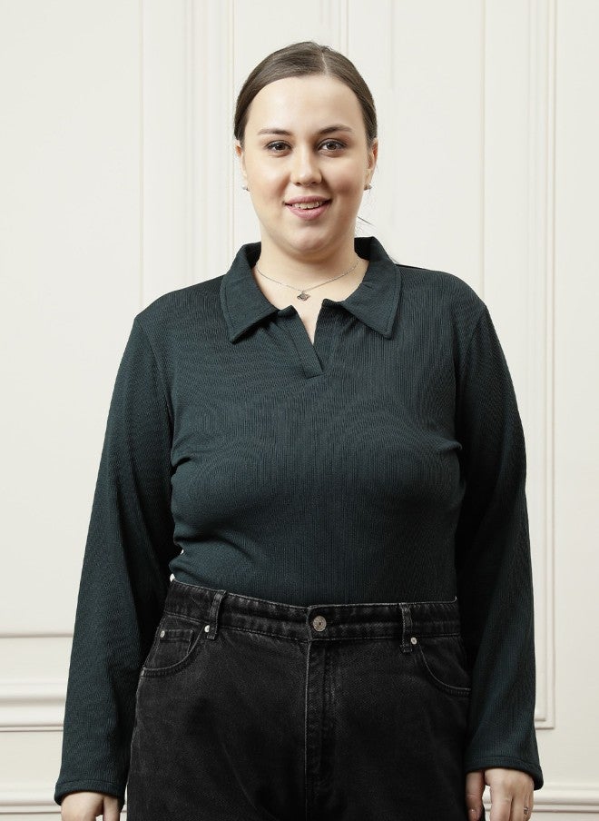 Athena Green Blouson Top for Women - Image 2