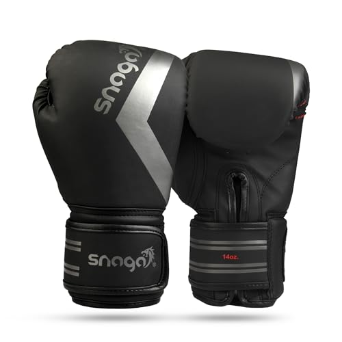 Snaga Premium Matt PU Boxing Gloves for Sparring Training, Boxing, Kickboxing, Gym, Muay Thai with Injection-Molded Foam for Maximum Protection, Fight Gloves for Men & Women (Black, 12oz) - Image 1