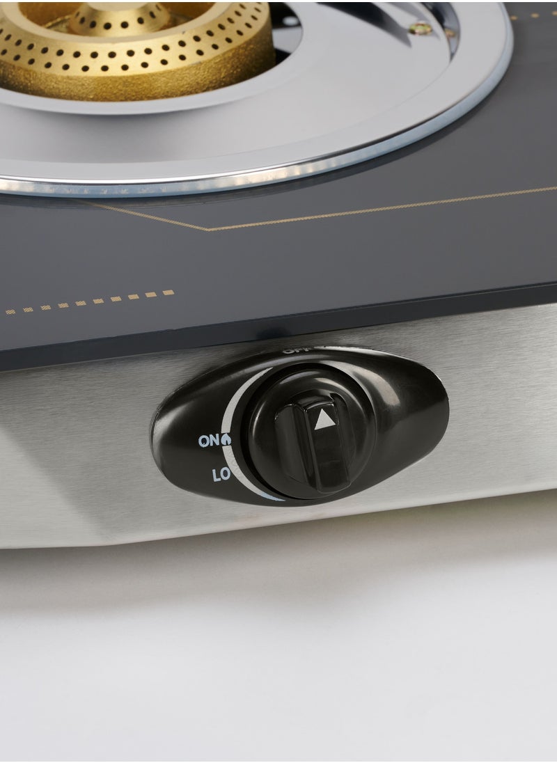 DOMEA - Gas Burner With Auto Ignition, 2 Burners Stove, With Tempered Glass Top, Perfect For Home, Apartments - Image 1